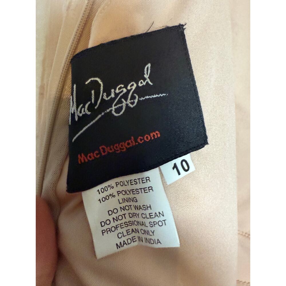 Mac Duggal Blush V Neck Embellished Flutter Sleeve A Line Formal Gown Size 10 - Picture 14 of 14